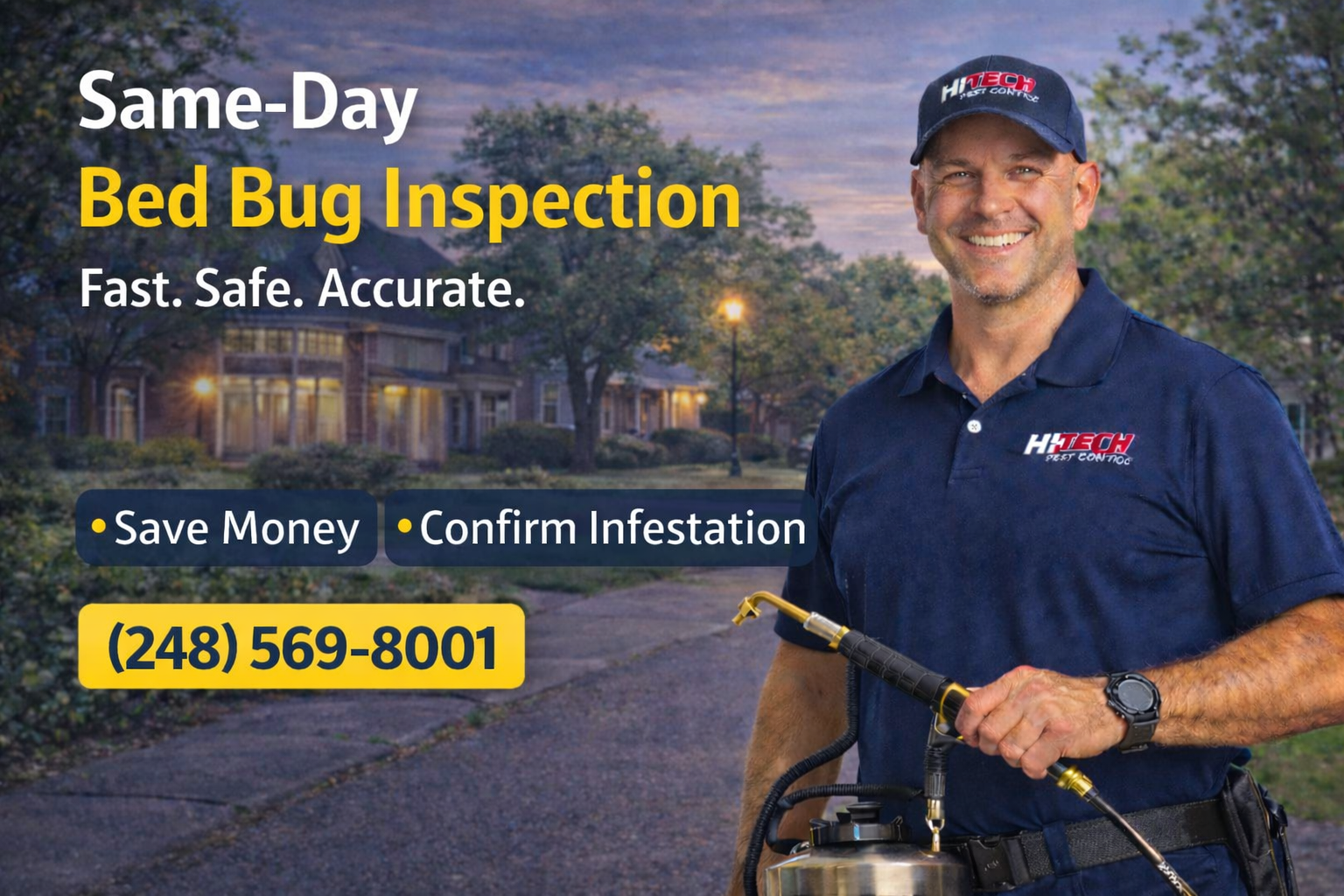 professional bed bug inspection performed by licensed pest control technician