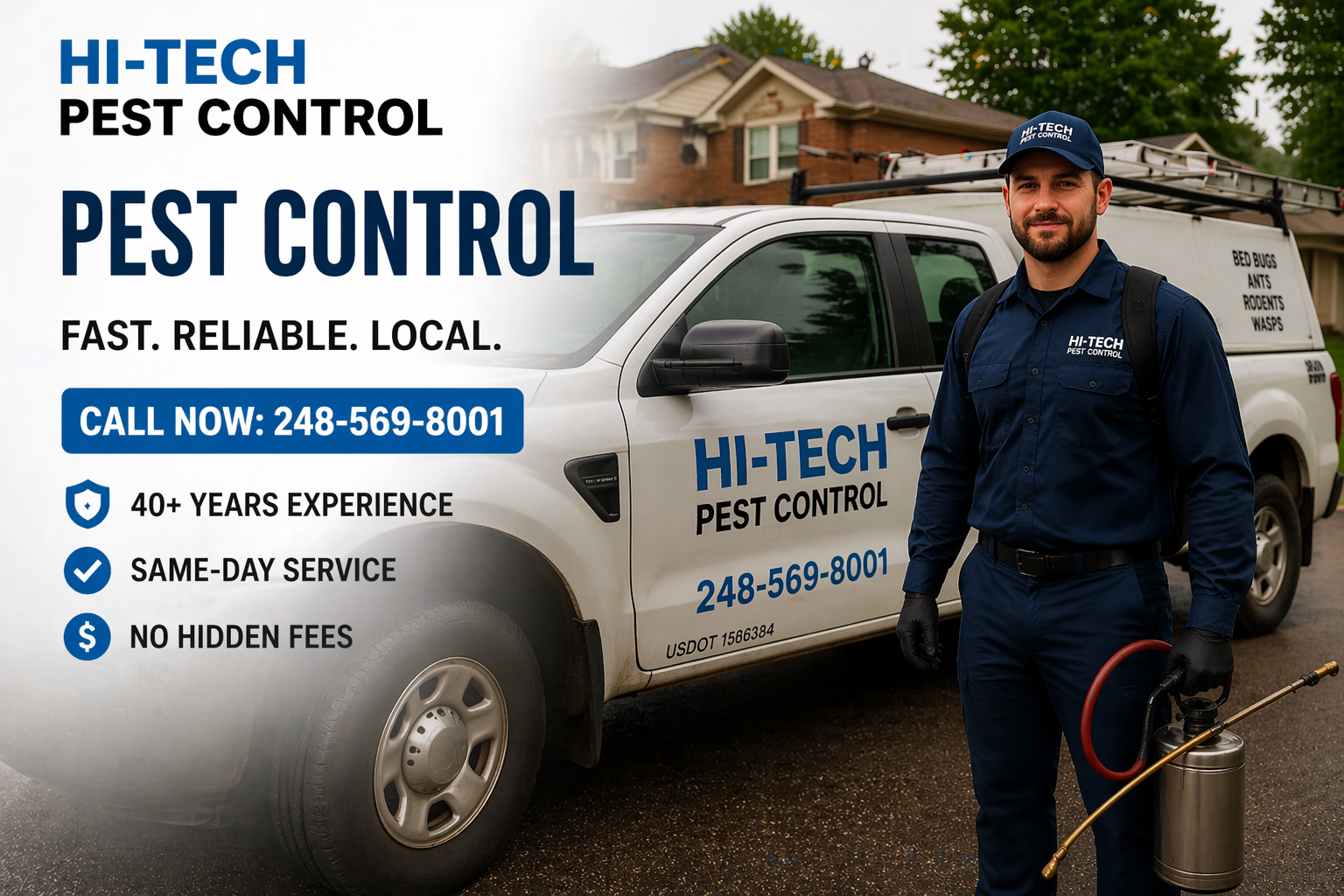 Hi-Tech Pest Control bed bugs wasps ants yellow jackets and mice