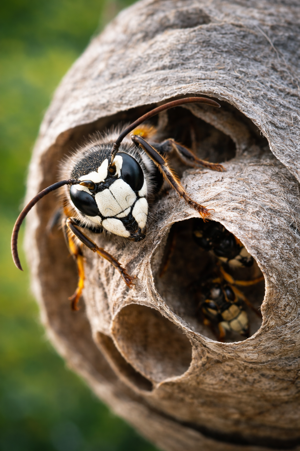 bald faced hornet in nest