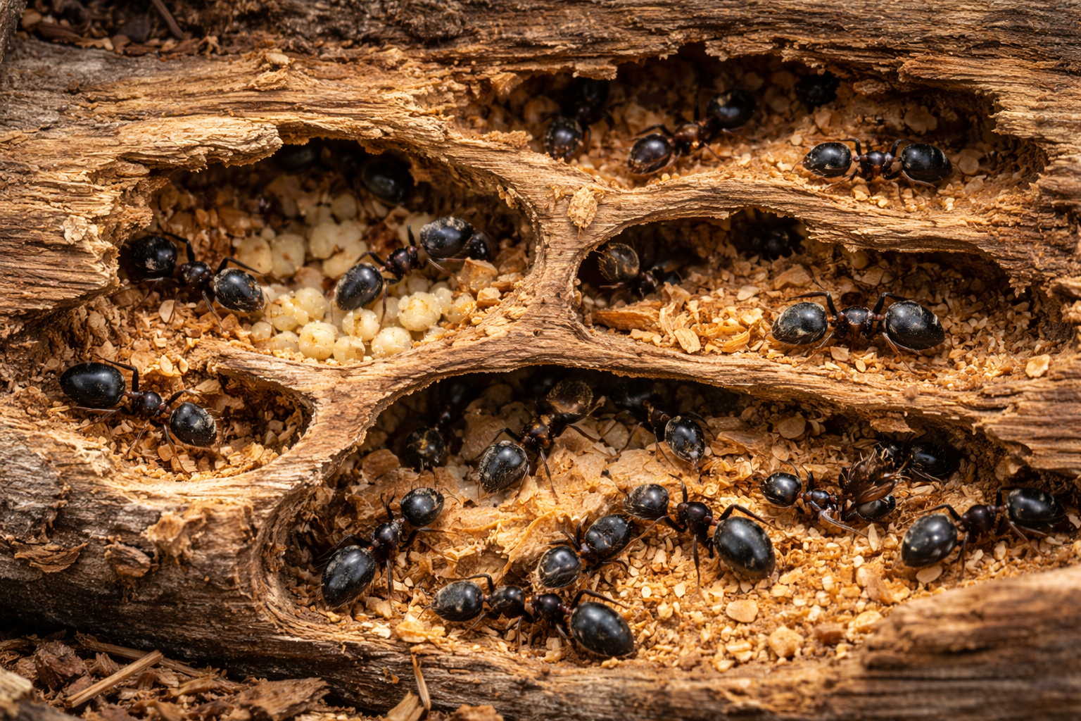 Carpenter ant nests and castes