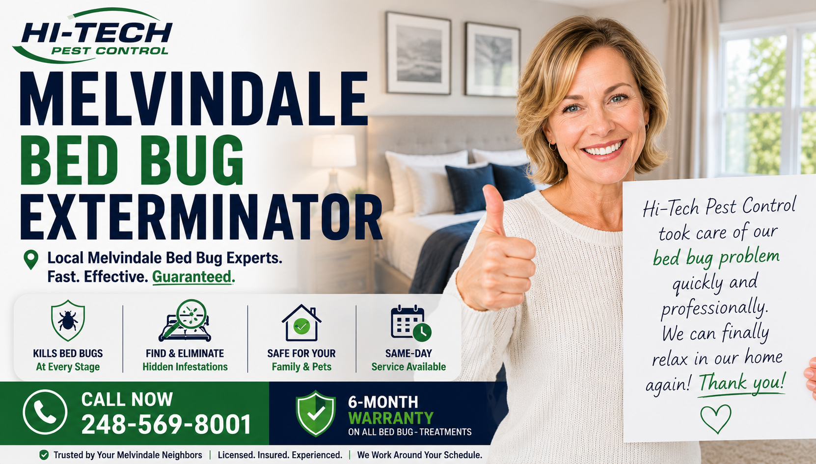 Melvindale Michigan one visit bed bug elimination