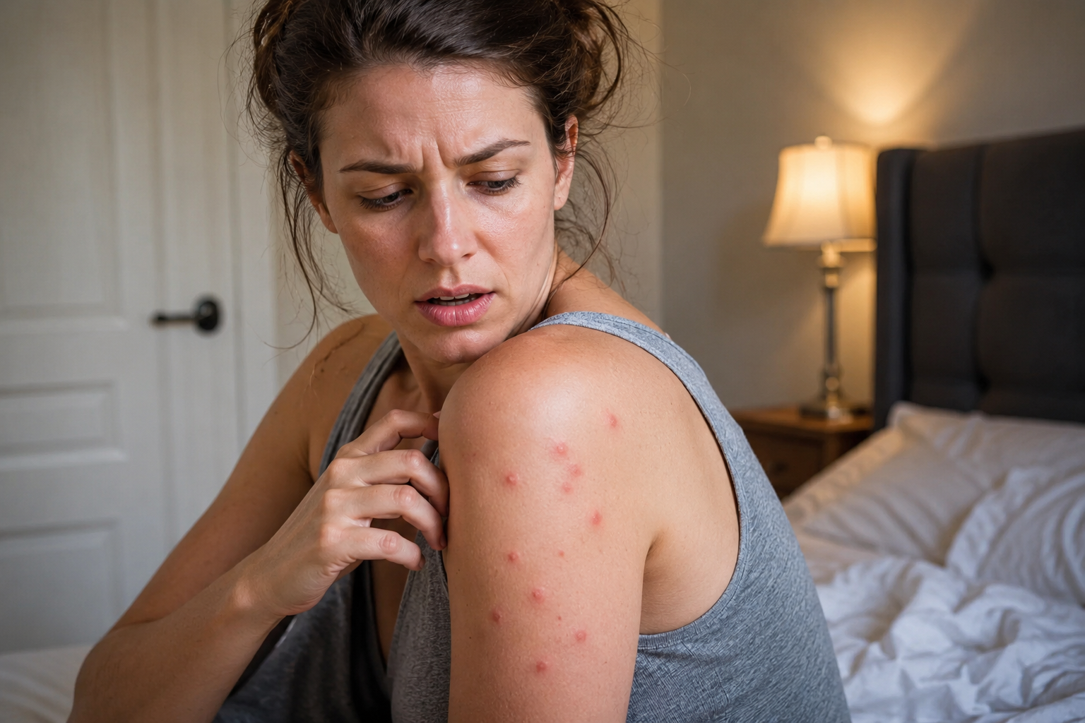 Bed Bug bites found on woman waking up